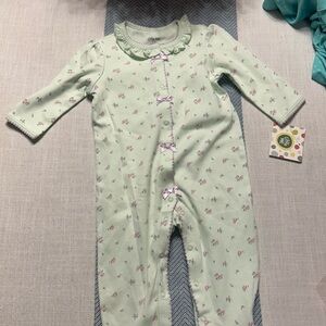 Little Me Pastel Green Floral Footie